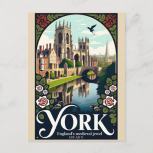 York England Retro Travel Poster Art Postcard