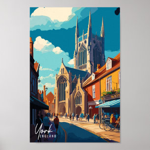 York England vintage travel illustration Poster