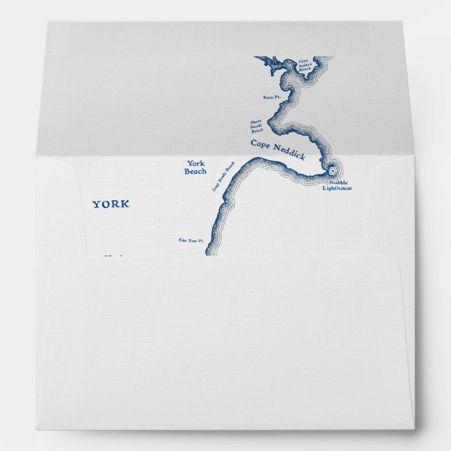 York Maine Map White Wedding Envelope (Back (Bottom))