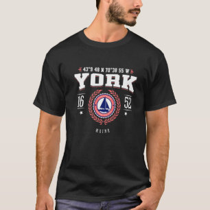 York Maine Nautical Sailboat Beach Souvenir   T-Shirt