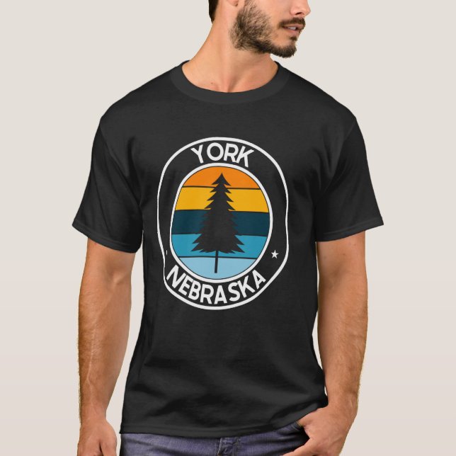 York Nebraska NE USA City Pride Retro Sunset T-Shirt (Front)