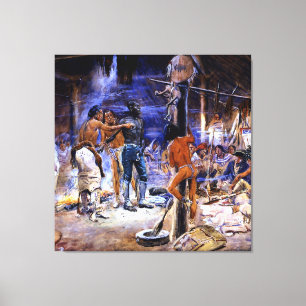 “York With Lewis and Clark” by Charles Russell Canvas Print