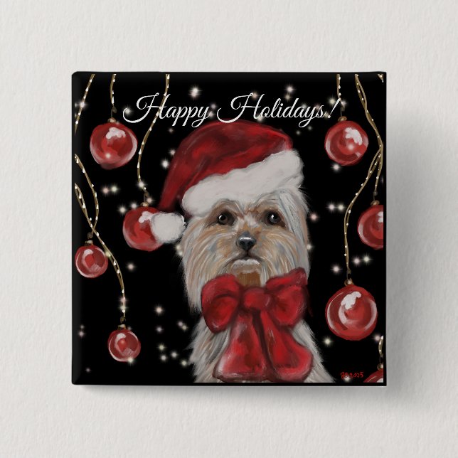 Yorkie 15 Cm Square Badge (Front)