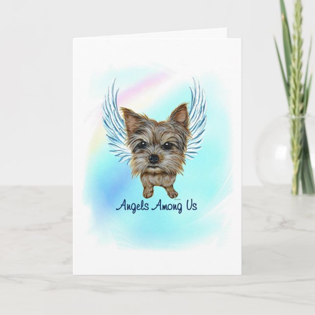 Yorkie Angel Dog Pet Loss Sympathy Card (Front)