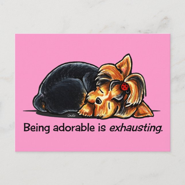 Yorkie Being Adorable Off-Leash Art™ Postcard (Front)