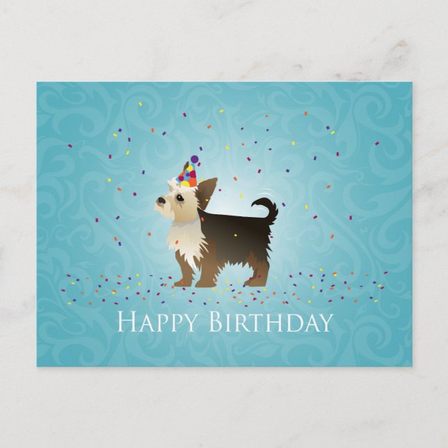 Yorkie Birthday Design Postcard (Front)