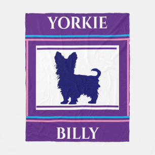 Yorkie blanket. Personalised name. Fleece Blanket
