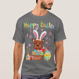 Yorkie Bunny Dog Dancing Flower Eggs Chick Happy E T-Shirt