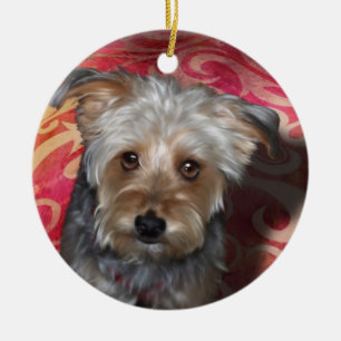 Yorkie Ceramic Tree Decoration