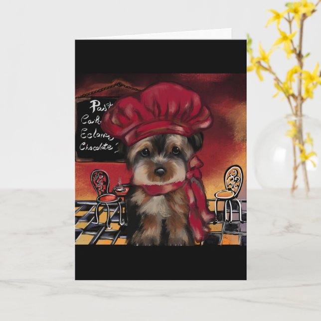 Yorkie Chef  Card (Yellow Flower)