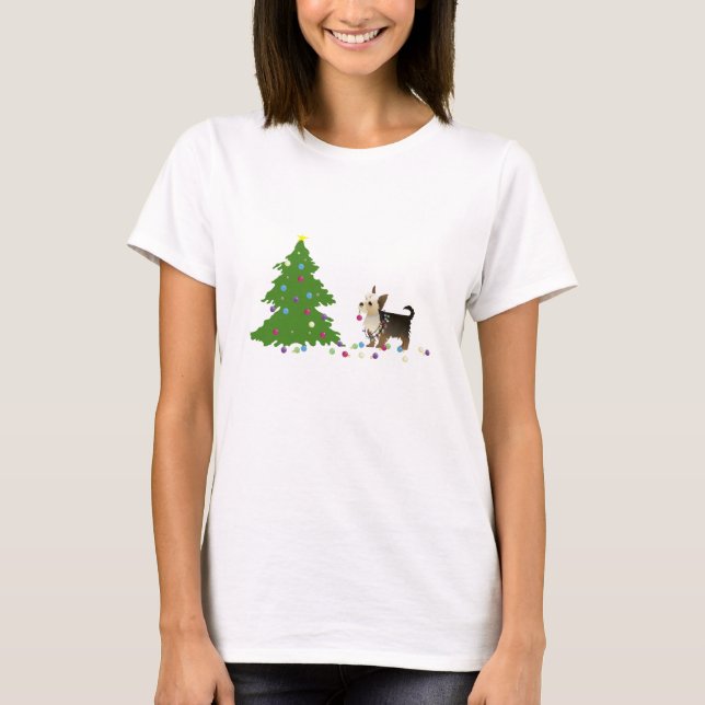 Yorkie Christmas Design T-Shirt (Front)