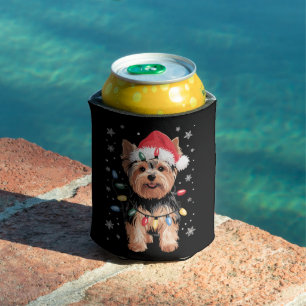 Yorkie Christmas Dog Long Xmas Gift Can Cooler