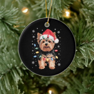 Yorkie Christmas Dog Long Xmas Gift Ceramic Tree Decoration