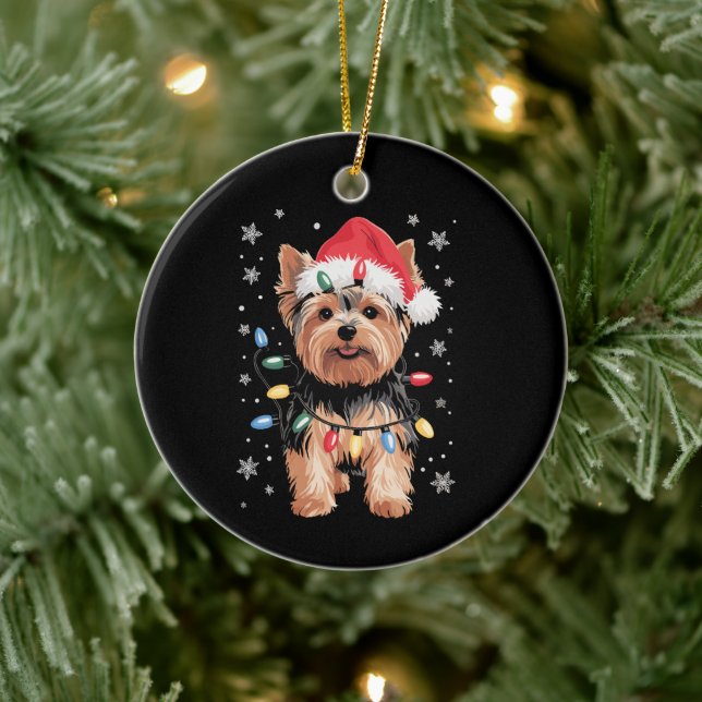 Yorkie Christmas Dog Long Xmas Gift Ceramic Tree Decoration (Tree)