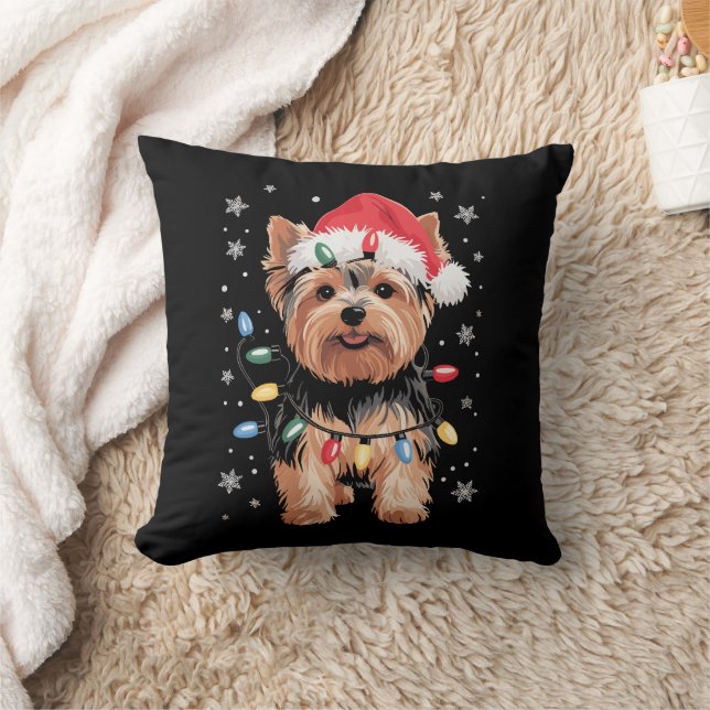 Yorkie Christmas Dog Long Xmas Gift Cushion (Blanket)