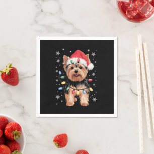 Yorkie Christmas Dog Long Xmas Gift Napkin