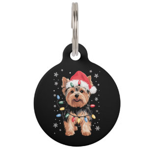 Yorkie Christmas Dog Long Xmas Gift Pet Tag