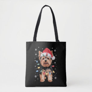 Yorkie Christmas Dog Long Xmas Gift Tote Bag