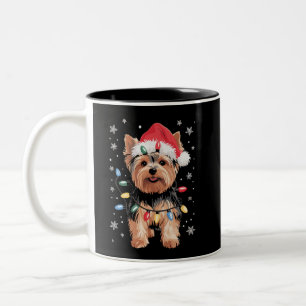 Yorkie Christmas Dog Long Xmas Gift Two-Tone Coffee Mug