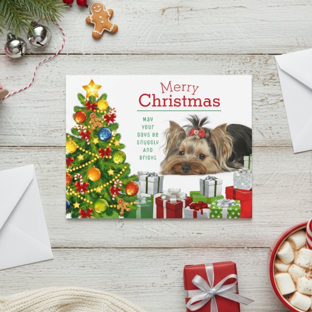 Yorkie Christmas Greeting Holiday Card (Yorkie Christmas Greeting Holiday Card)