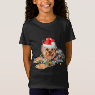 Yorkie Christmas Light Puppy Dog Xmas Funny T-Shirt