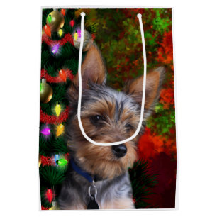 Yorkie Christmas Medium Gift Bag
