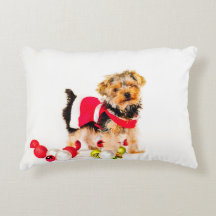Yorkie Christmas Pillow