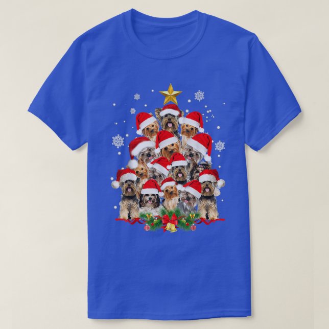 Yorkie Christmas Tree Funny Dog Lover Xmas Holiday T-Shirt (Design Front)