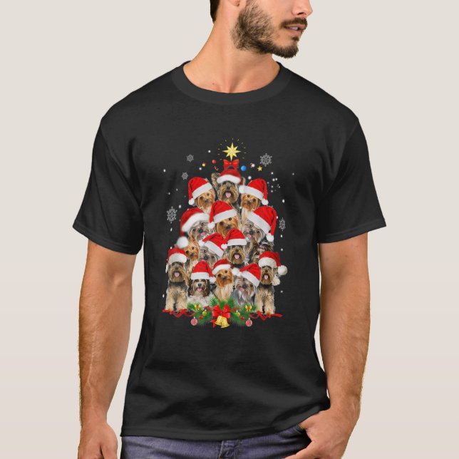 Yorkie Christmas Tree Funny Xmas Gifts For Yorkie T-Shirt (Front)