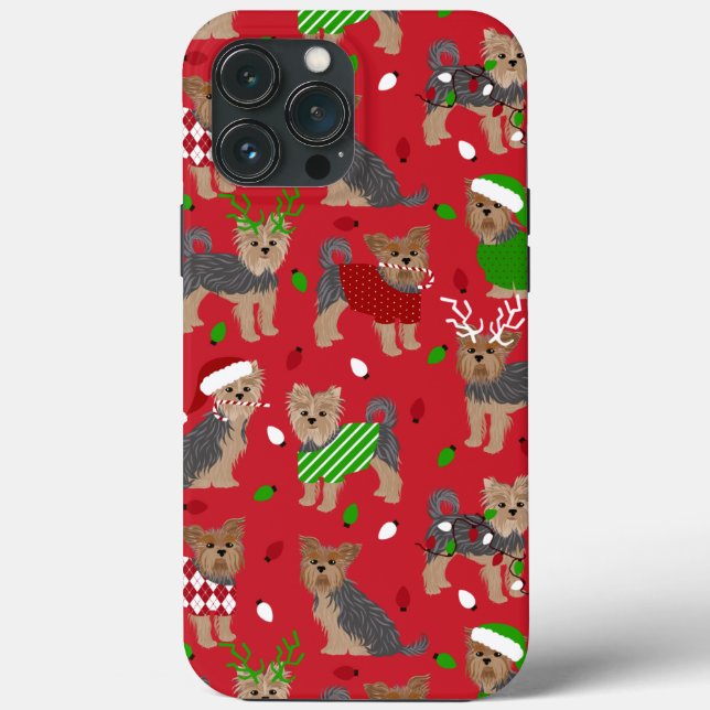 Yorkie Christmas Yorkshire Terrier Dog Case-Mate iPhone Case (Back)