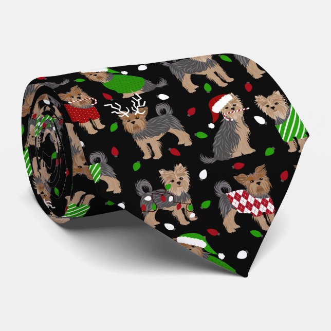 Yorkie Christmas Yorkshire Terrier Dog Tie (Rolled)