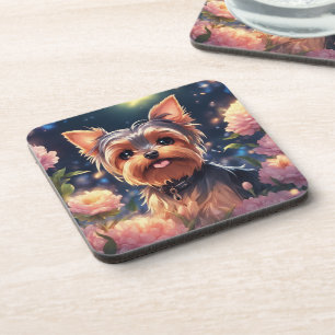 Yorkie- coasters with cork back - set of 6