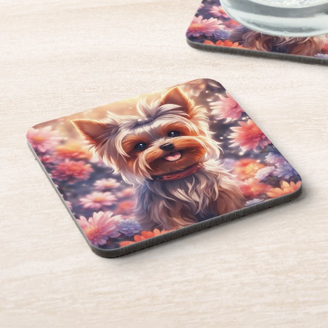 Yorkie- coasters with cork back - set of 6 (Left Side)