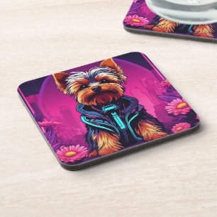 Yorkie- coasters with cork back - set of 6