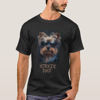 Yorkie Dad cute cool dog in sunglasses C T-Shirt