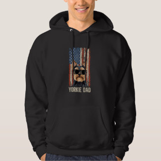 Yorkie Dad Of A Yorkie Father US Flag Yorkshire Te Hoodie