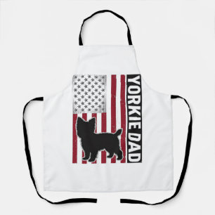 Yorkie Dad Patriotic Vintage Engraving Dog Shirt D Apron