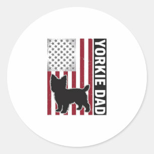 Yorkie Dad Patriotic Vintage Engraving Dog Shirt D Classic Round Sticker