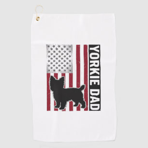 Yorkie Dad Patriotic Vintage Engraving Dog Shirt D Golf Towel