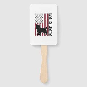 Yorkie Dad Patriotic Vintage Engraving Dog Shirt D Hand Fan