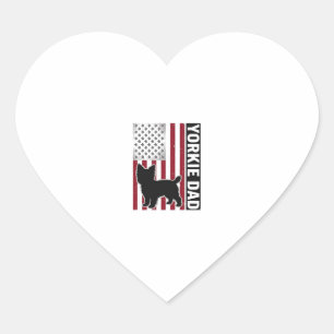 Yorkie Dad Patriotic Vintage Engraving Dog Shirt D Heart Sticker