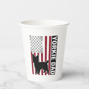 Yorkie Dad Patriotic Vintage Engraving Dog Shirt D Paper Cups