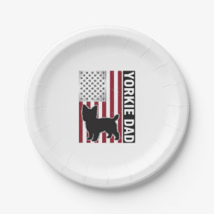 Yorkie Dad Patriotic Vintage Engraving Dog Shirt D Paper Plate