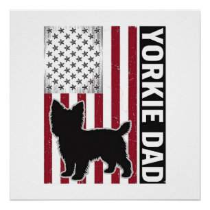 Yorkie Dad Patriotic Vintage Engraving Dog Shirt D Poster