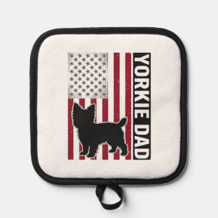 Yorkie Dad Patriotic Vintage Engraving Dog Shirt D Pot Holder
