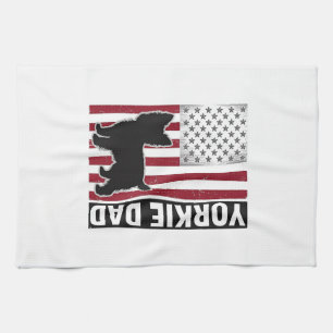 Yorkie Dad Patriotic Vintage Engraving Dog Shirt D Tea Towel