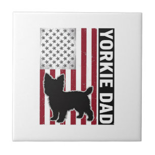 Yorkie Dad Patriotic Vintage Engraving Dog Shirt D Tile
