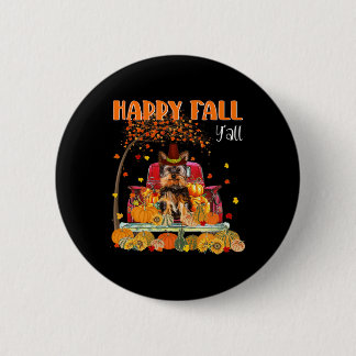 Yorkie Dog Autumn Fall Pumpkin Truck Mappe Thanksg 6 Cm Round Badge