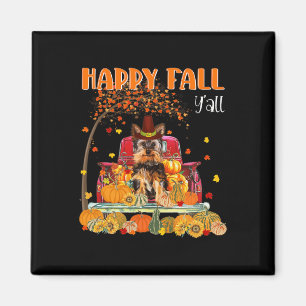Yorkie Dog Autumn Fall Pumpkin Truck Mappe Thanksg Magnet