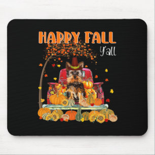 Yorkie Dog Autumn Fall Pumpkin Truck Mappe Thanksg Mouse Pad